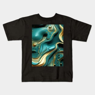 Funky Facade: Trompe-l’oeil Green Turquoise and Gold Kids T-Shirt